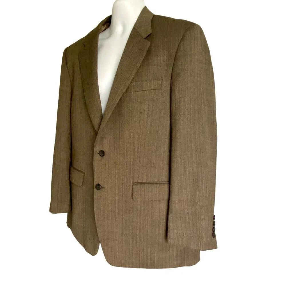 Izod Men's Brown Wool Blazer Jacket Two-Button Notch Lapel 42R
